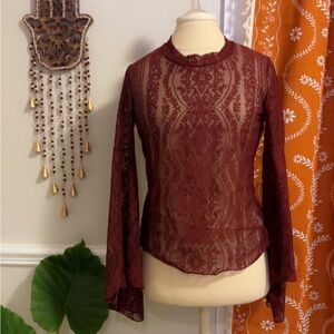 Elegant Lace Burgundy Top